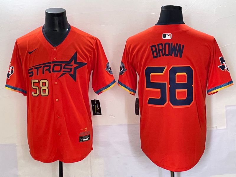 Men Houston Astros #58 Brown Orange Fourth generation Joint Name 2025 Nike MLB Jersey style 3